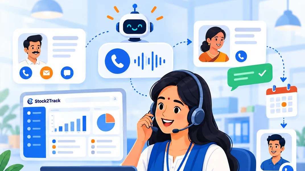 A Clients2Care agent with an AI assistant placing calls, logging follow-ups, sending WhatsApp confirmations and booking the next reminder