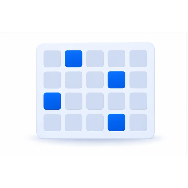 A month grid with four days marked